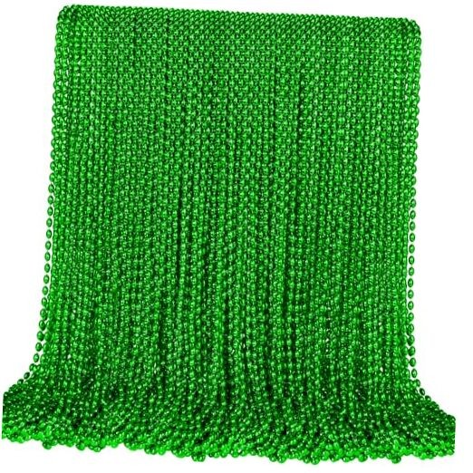  100 PCS St. Patricks Day Beads Necklace, 30.5" Beads Irish Saint Green Oval