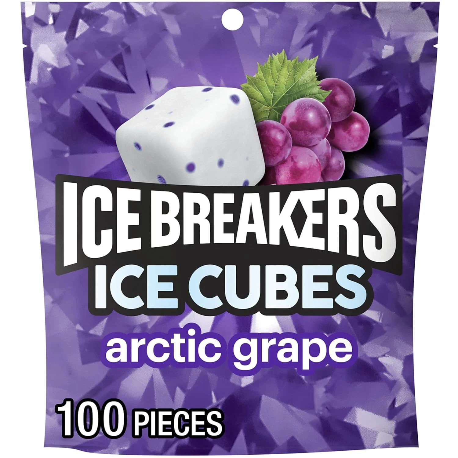 CE BREAKERS Ice Cubes Arctic Grape Flavored Sugar Free Chewing Gum Pouch, 8.11