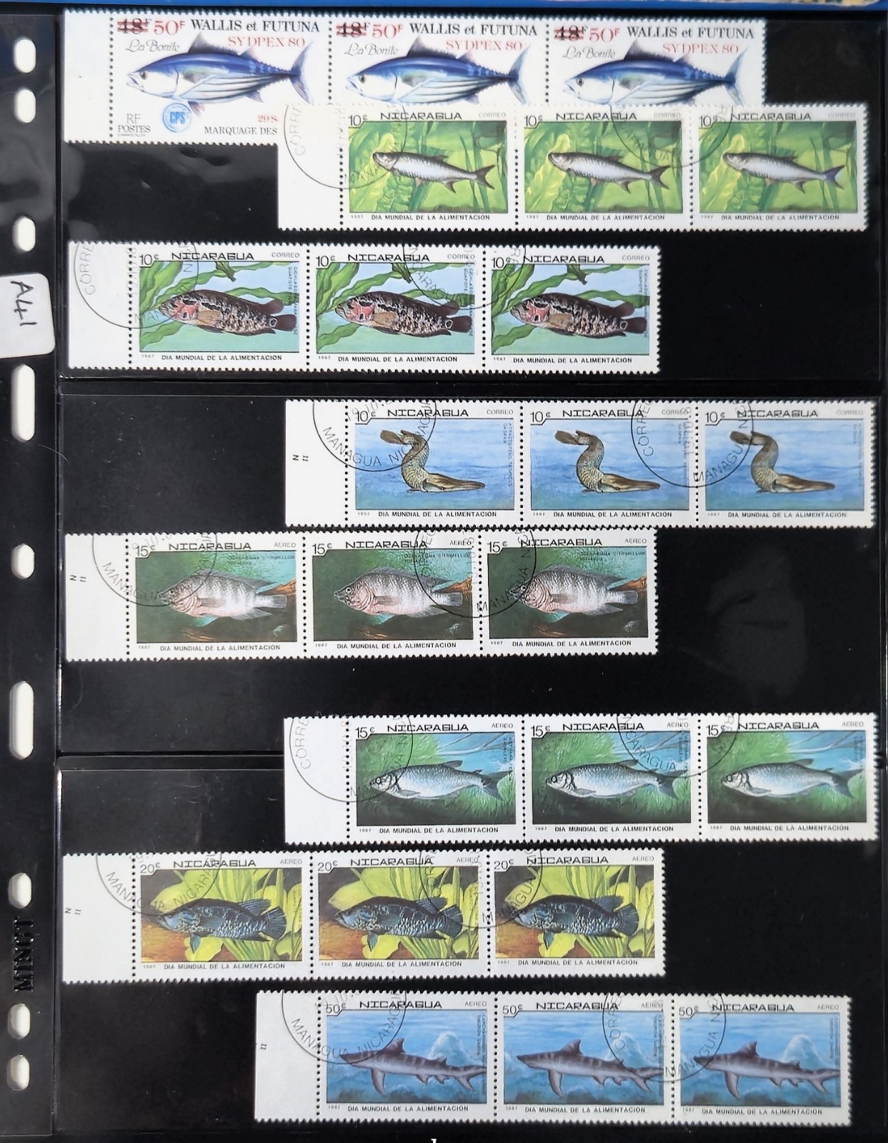 FISH Multiple Strips of 3 - Stamps Around the World - Sold as Seen (A41) M/U