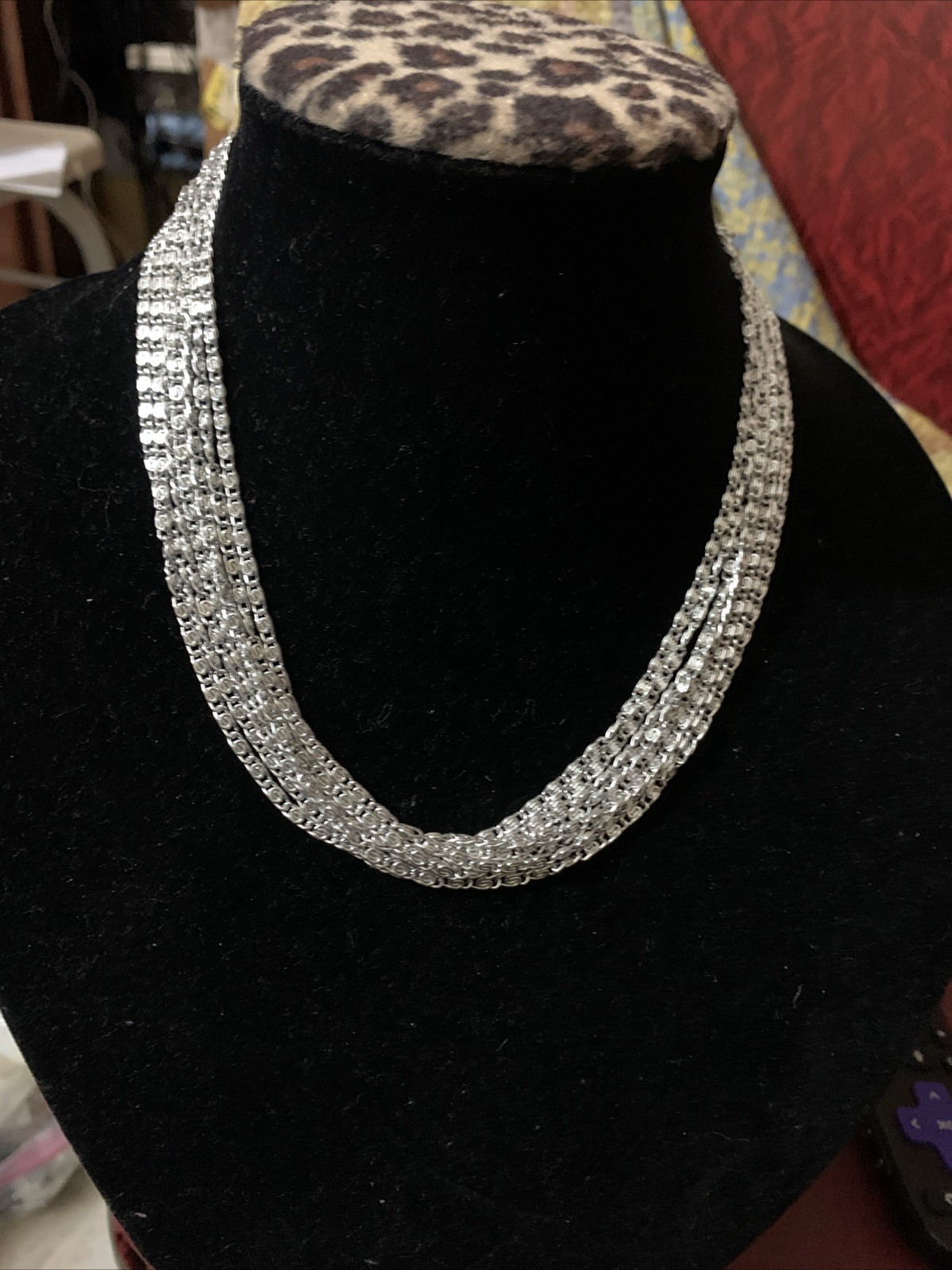 VTG. SARAH COVENTRY "SILVERY CASCADE" SILVER TONE MULTI-CHAINS NECKLACE-16" (33)