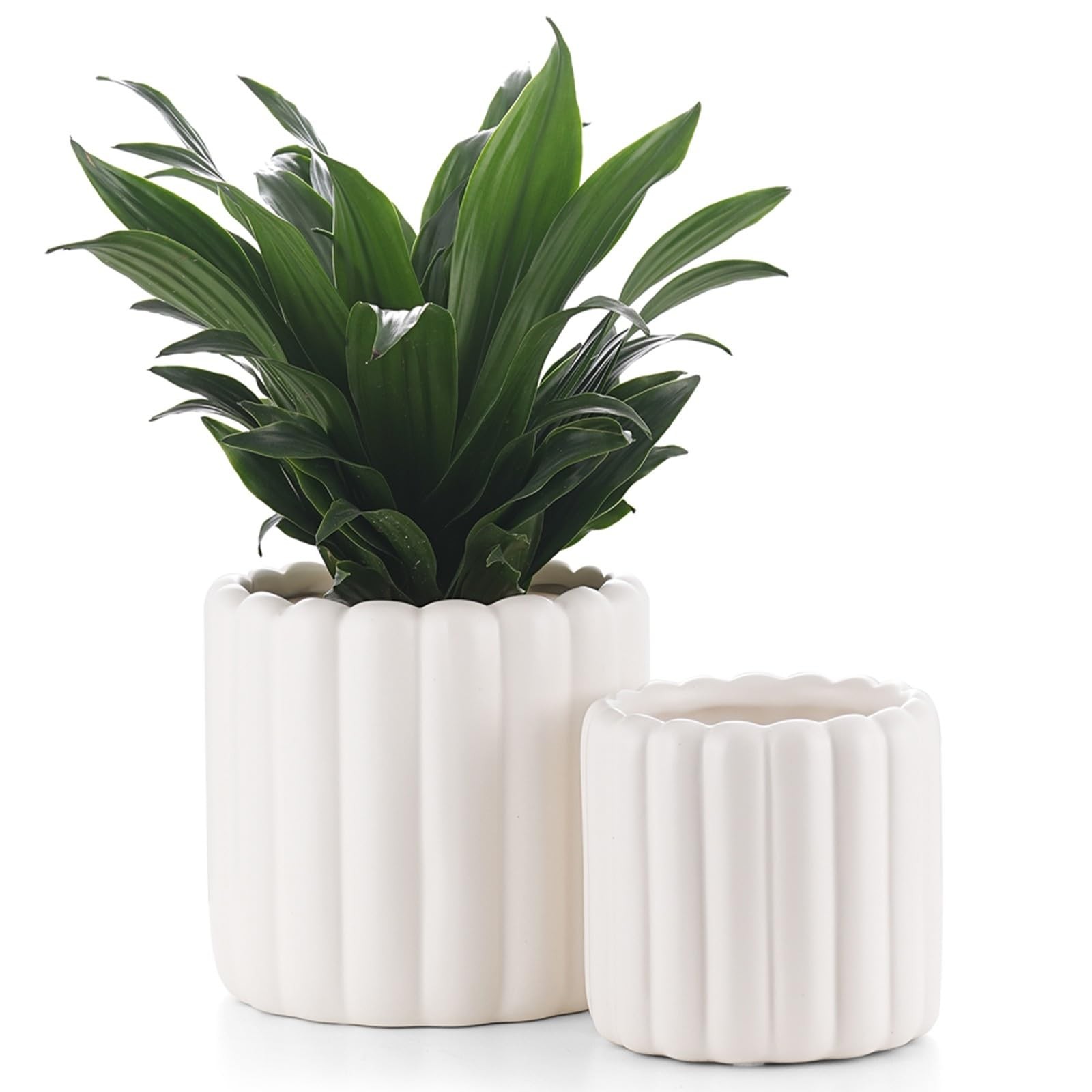 FUYHE 6"+4.7" Ceramic Plant Pots with Drainage, Indoor/Outdoor Planters