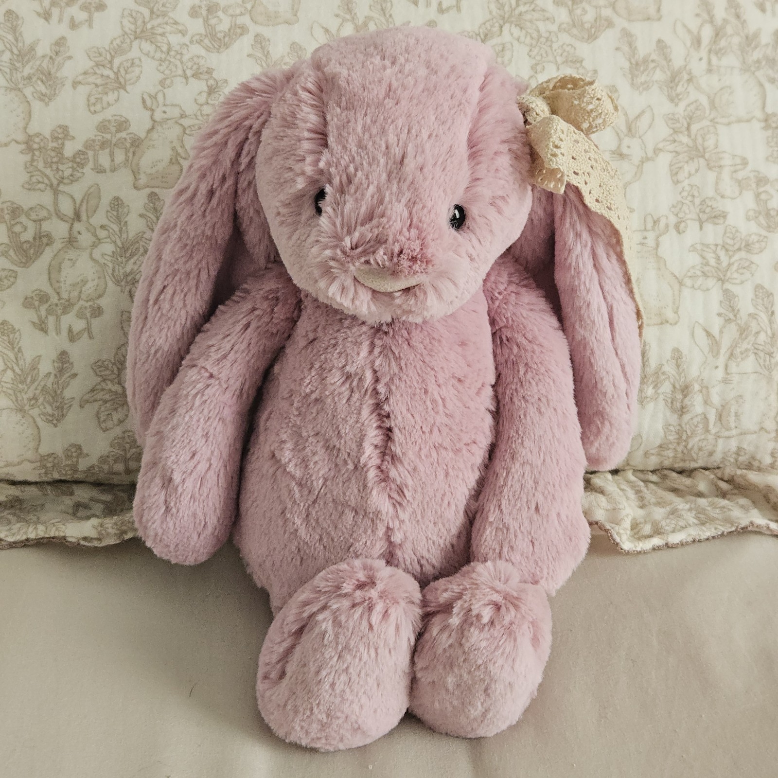 Jellycat Medium Bashful Tulip Bunny Rabbit Plush Pink Stuffed Animal Toy 12"