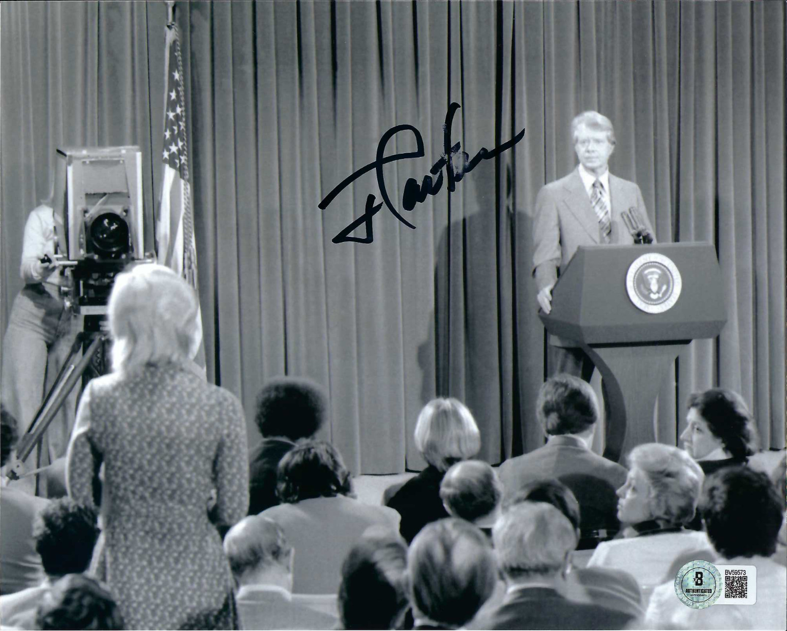 President Jimmy Carter 8x10 photo press conference autograph signed JSA BAS PSA