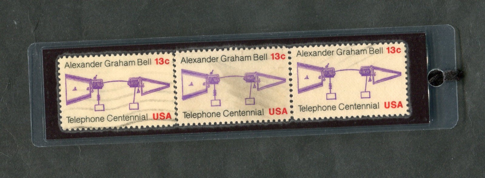1976 TELEPHONE LAMINATED BOOKMARK MADE W/REAL U.S. STAMPS NEW! #1683