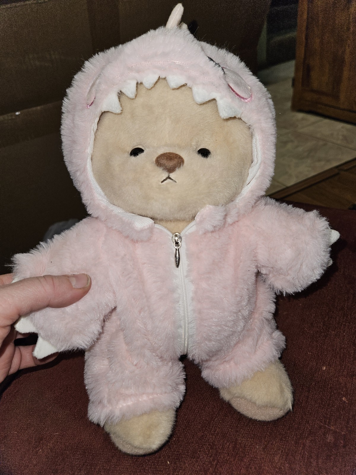 Getahug Brown Jointed Teddy Bear 12" Plush Stuffed Animal Pink Dino Clothing