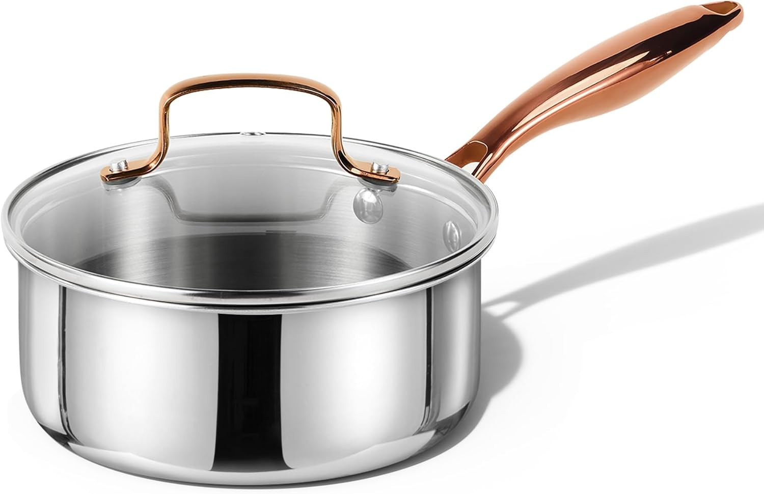 1.5Qt Stainless Steel Saucepan, Non-Toxic 3-Ply Stainless Steel Cookware Set wit