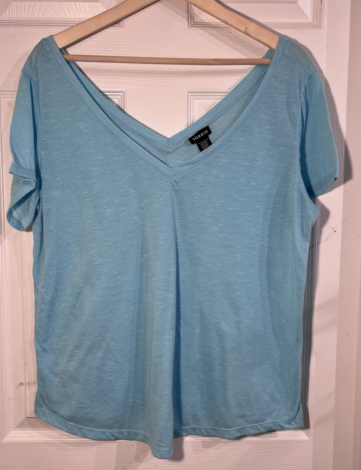 Torrid Blue Heather V‑Neck Short Sleeve Casual Tee Shirt Women’s Size 0