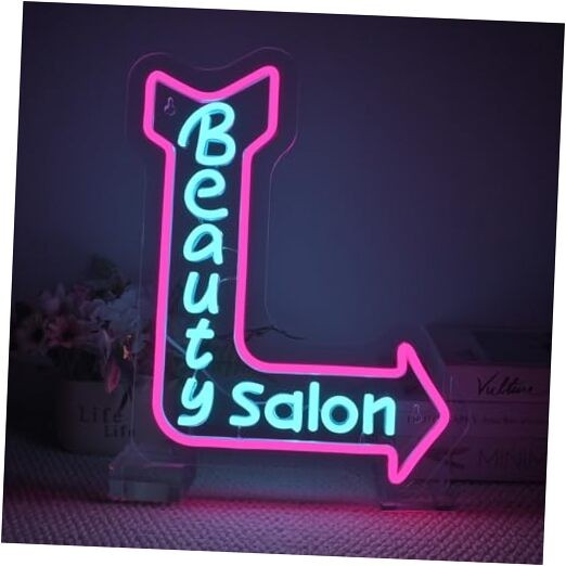 Pink Neon Light Arrow Neon Sign Dimmable USB Powered Blue LED for Beauty Salon