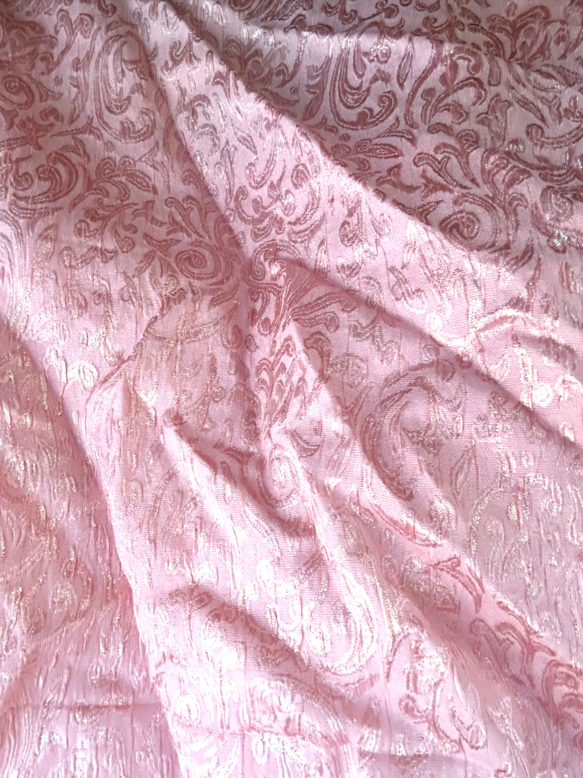 Pink & Gold Metallic Iridescent  Floral Brocade Fabric By the Yard 52" W