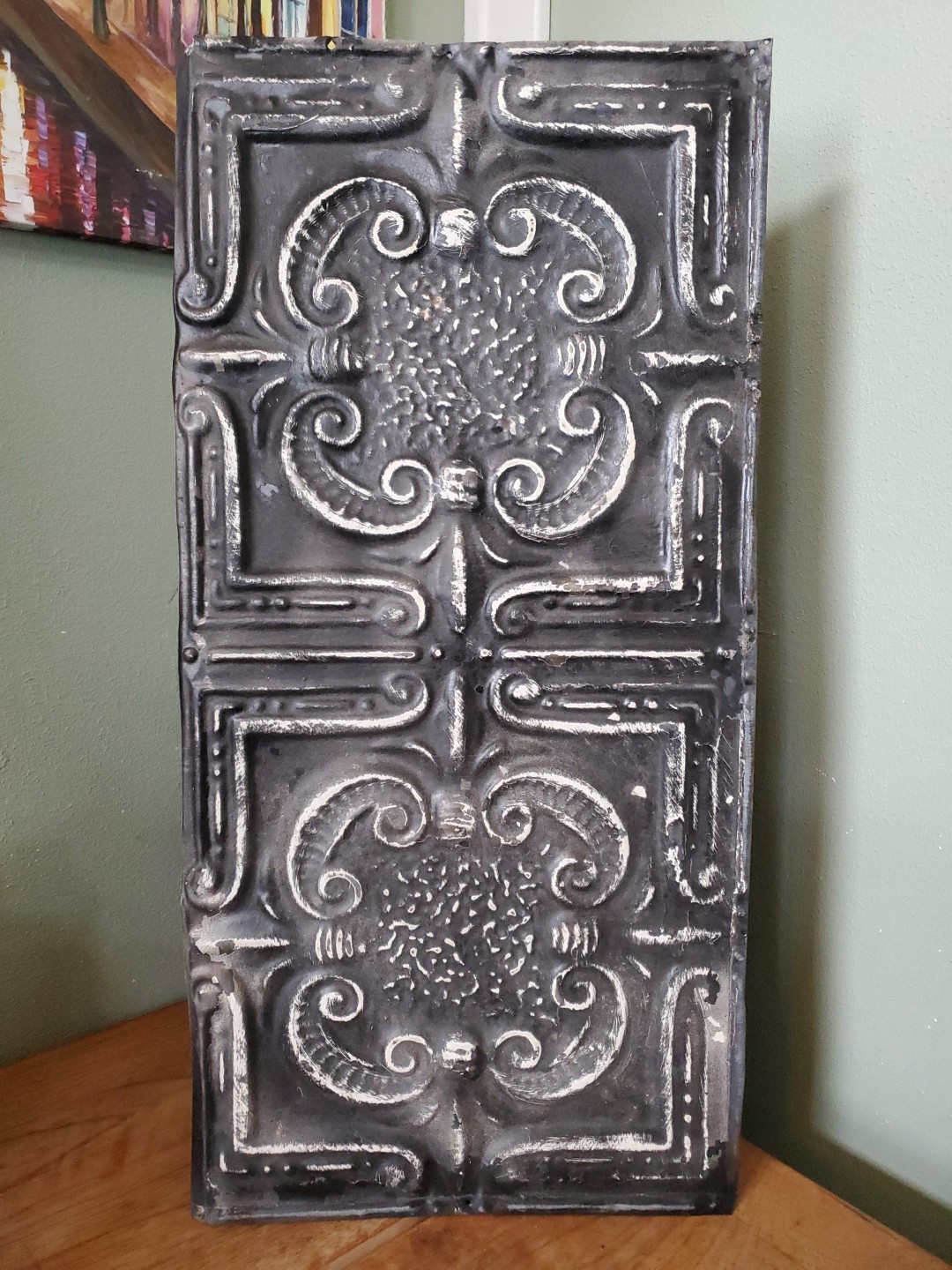 Vintage Ceiling Tin for crafts patch work home decor  24”x11”