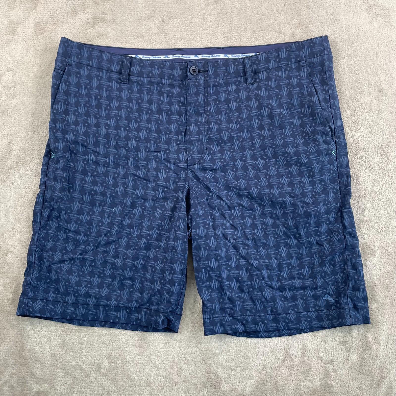 Tommy Bahama Performance Golf Shorts Men 40x10 Blue Geometric AOP Wicking