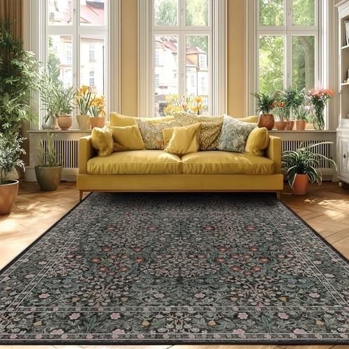 9x12 Rugs for Living Room Washable Green Area Rug 
