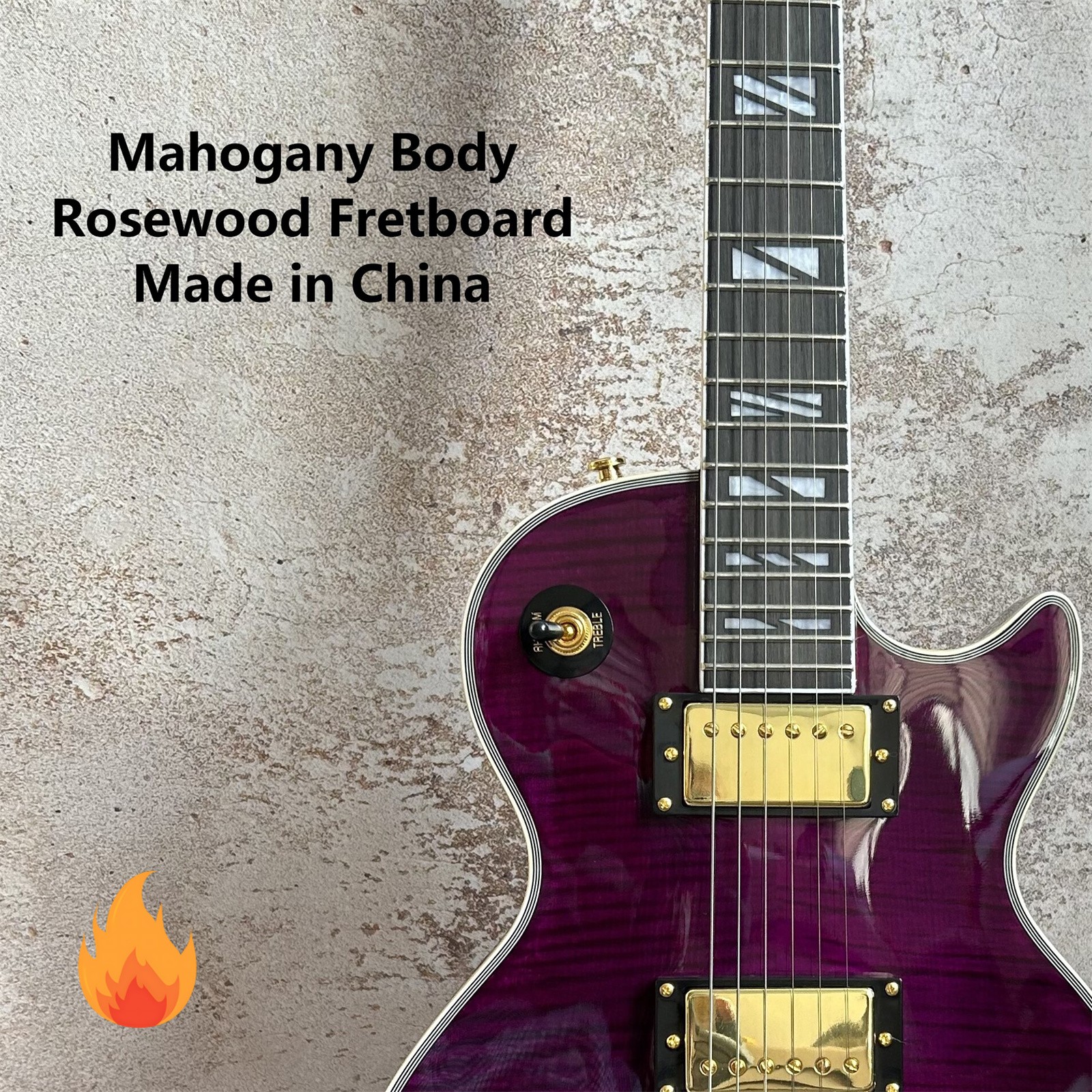 Custom Brand Electric Guitar:HH Pickups, Mahogany Body Gold Parts  Fixed Bridge