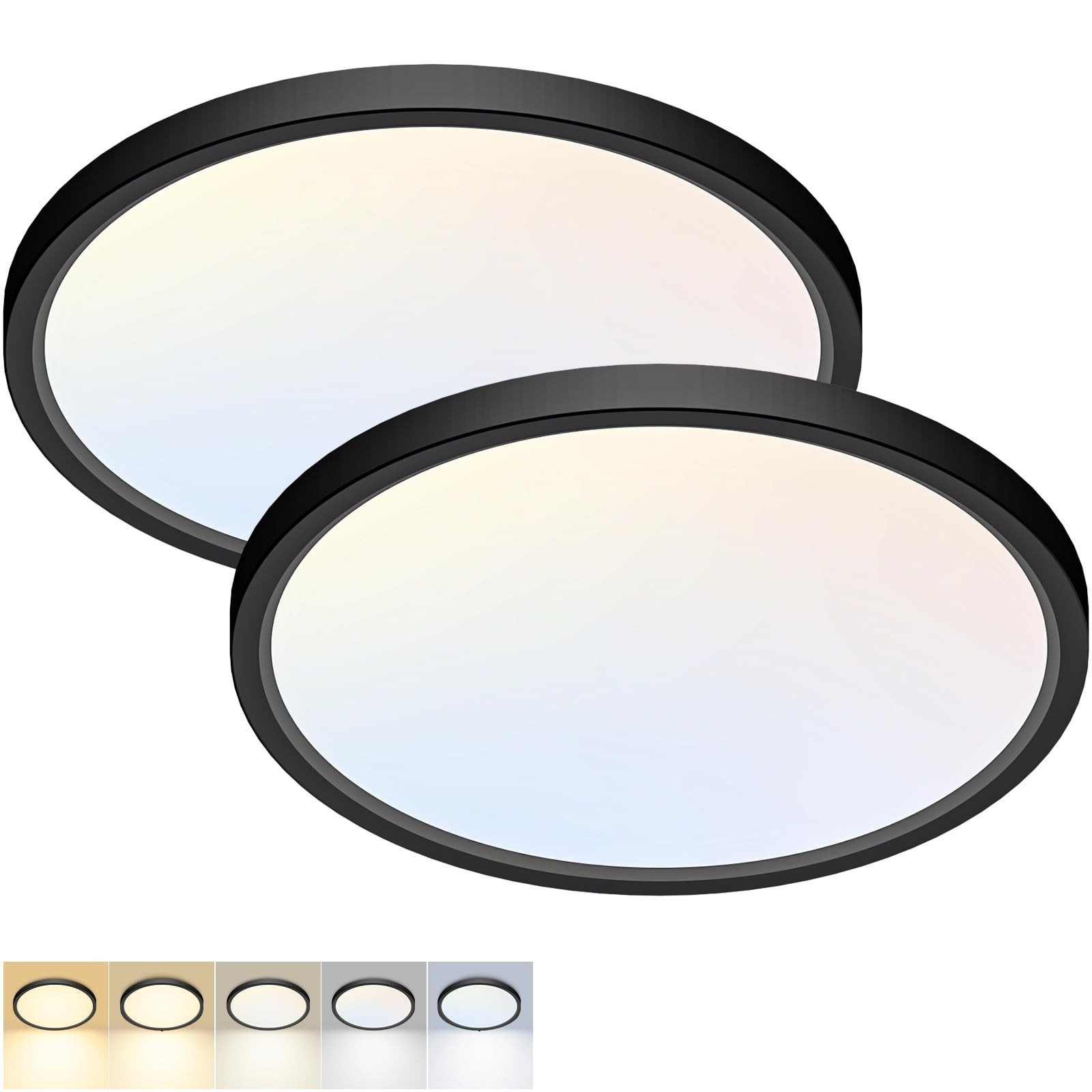 2 Pack LED Flush Mount Ceiling Light,12Inch 24W,3000K/3500K/4000K/5000K/6500K...