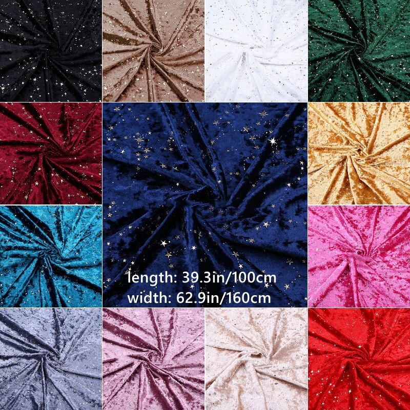 Velour Fabric Velvet Star Pattern Craft for Full Dress Nightwear Furniture DIY