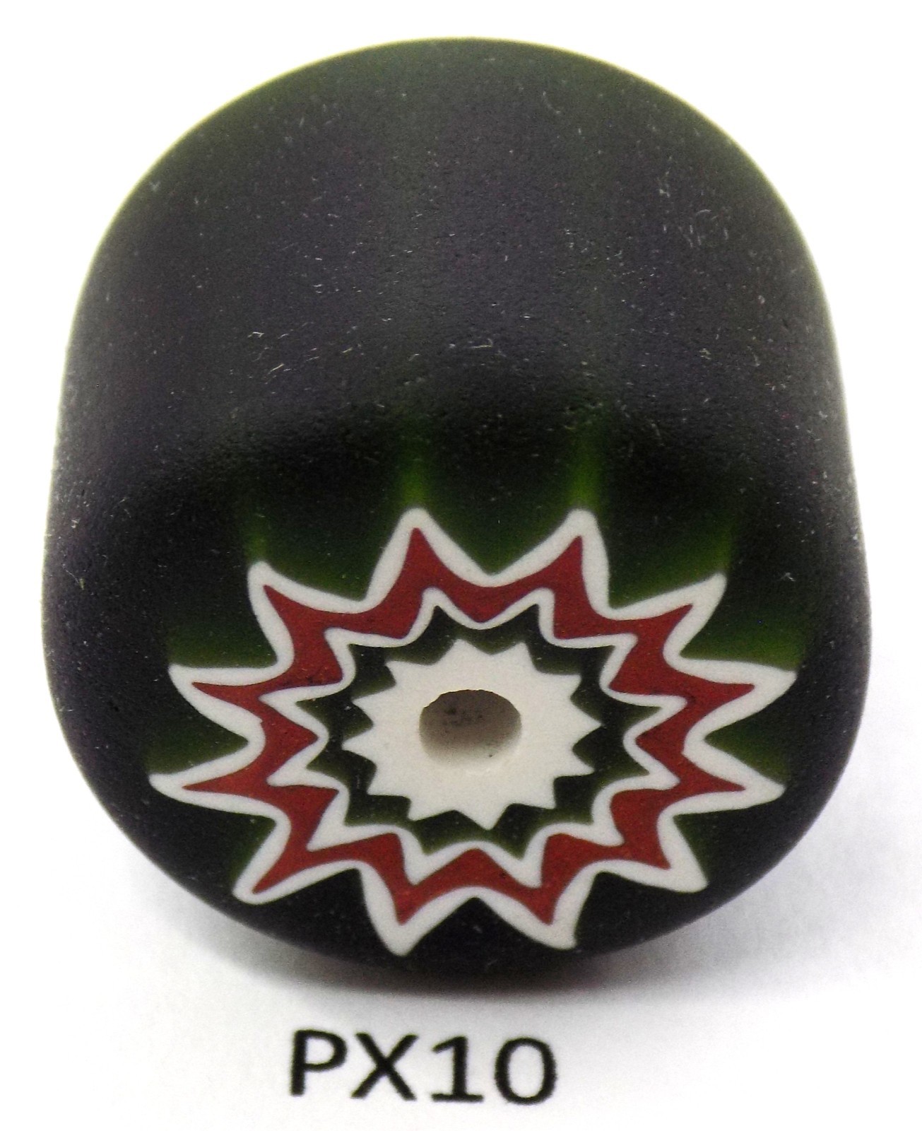 Super Dark Green Watermelon Chevron African Trade Bead Centerpiece  PX10  BG21