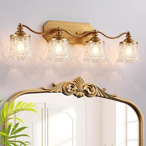  Bathroom Light Fixtures, 4 Light Bathroom Vanity Light, Matte 4 Lights Gold