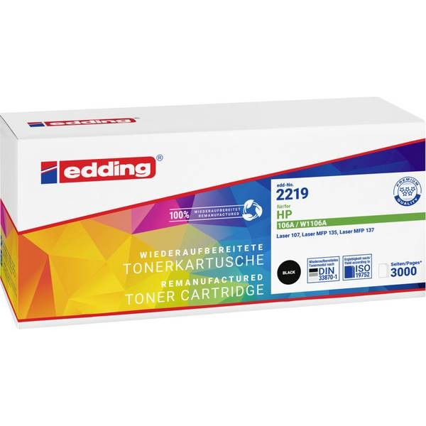 Edding 18-2219 Toner Replaces HP 106A, W1106A Compatible Black 3000 Pages E