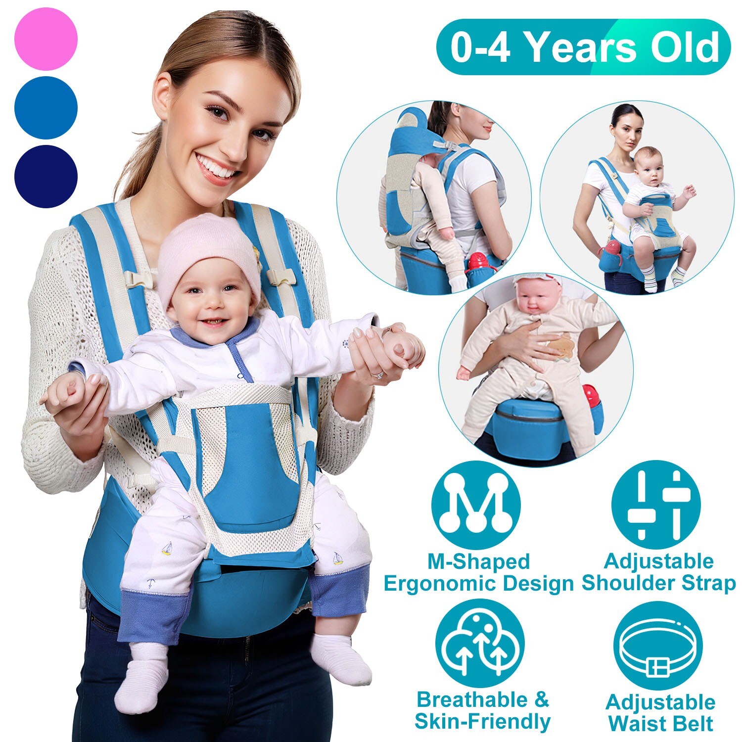 Newborn Infant Baby Carrier Hip Seat Breathable Ergonomic Adjustable Backpack
