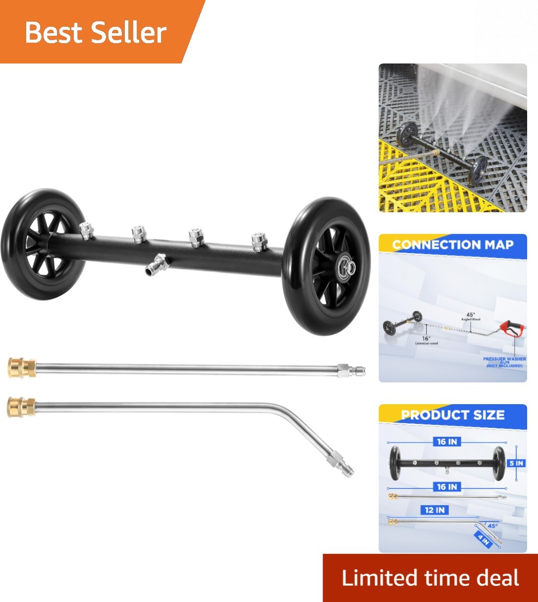 Professional 16-Inch Undercarriage Washer – Lightweight & Durable at 4000 PSI