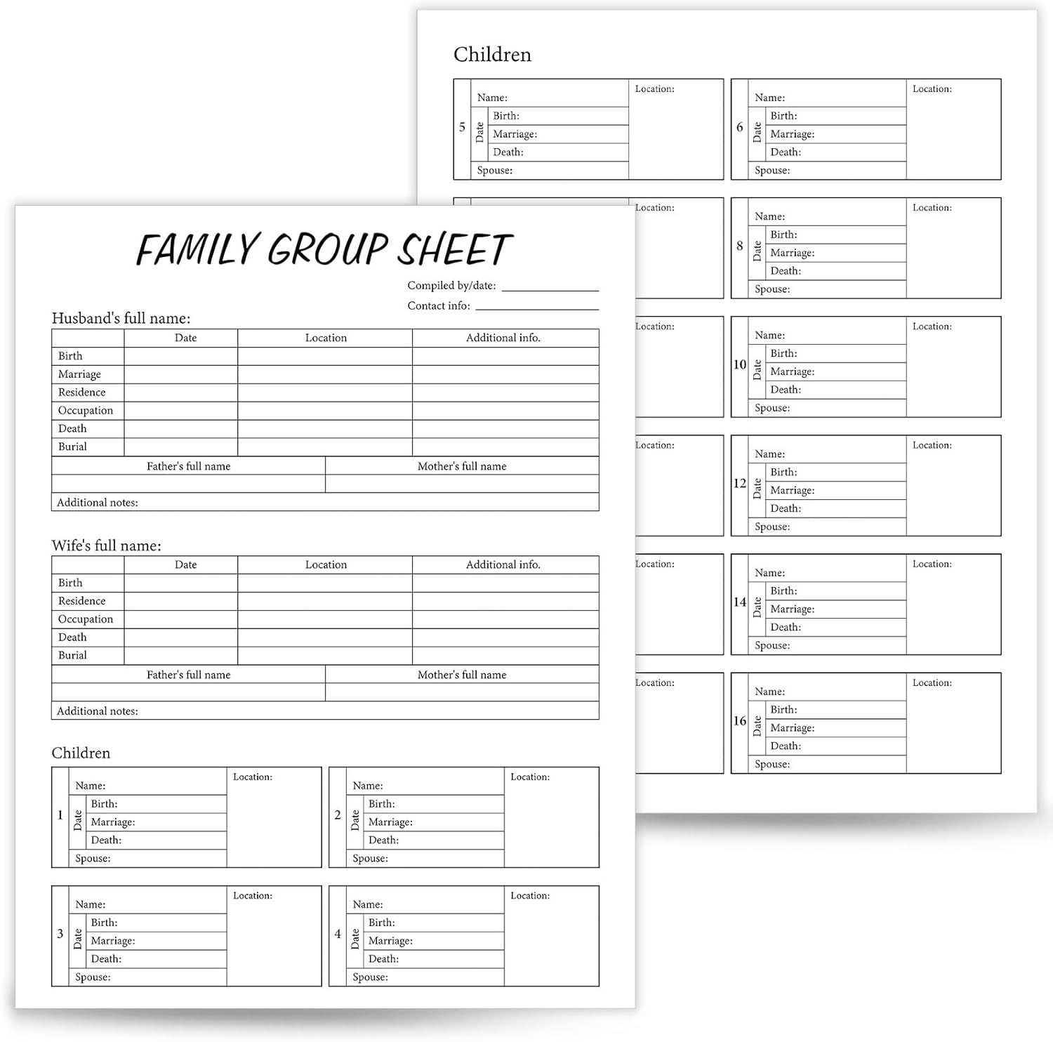 50 Sheets Two Sided Family Group Sheets Genealogy Charts Family Genealogy Diagra