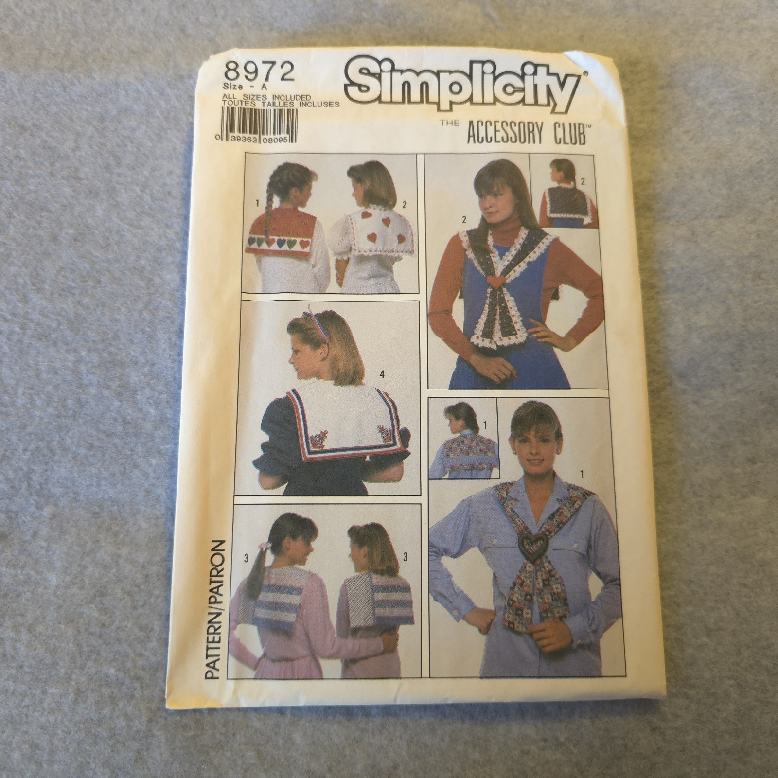 Simplicity 8972 Pattern The Accessory Club Collar Covers Vintage 1980s UNCUT