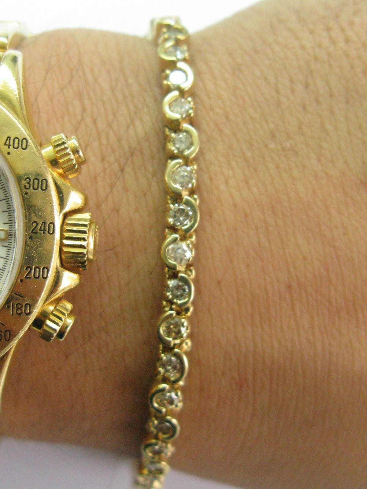Round Diamond Tennis Bracelet Half Bezel Solid 14K Yellow Gold 7" K-L/SI1 4.38Ct