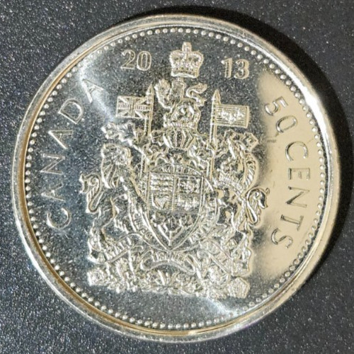 2013 Canada 50 Cents Coin. Mint State BU #AB076
