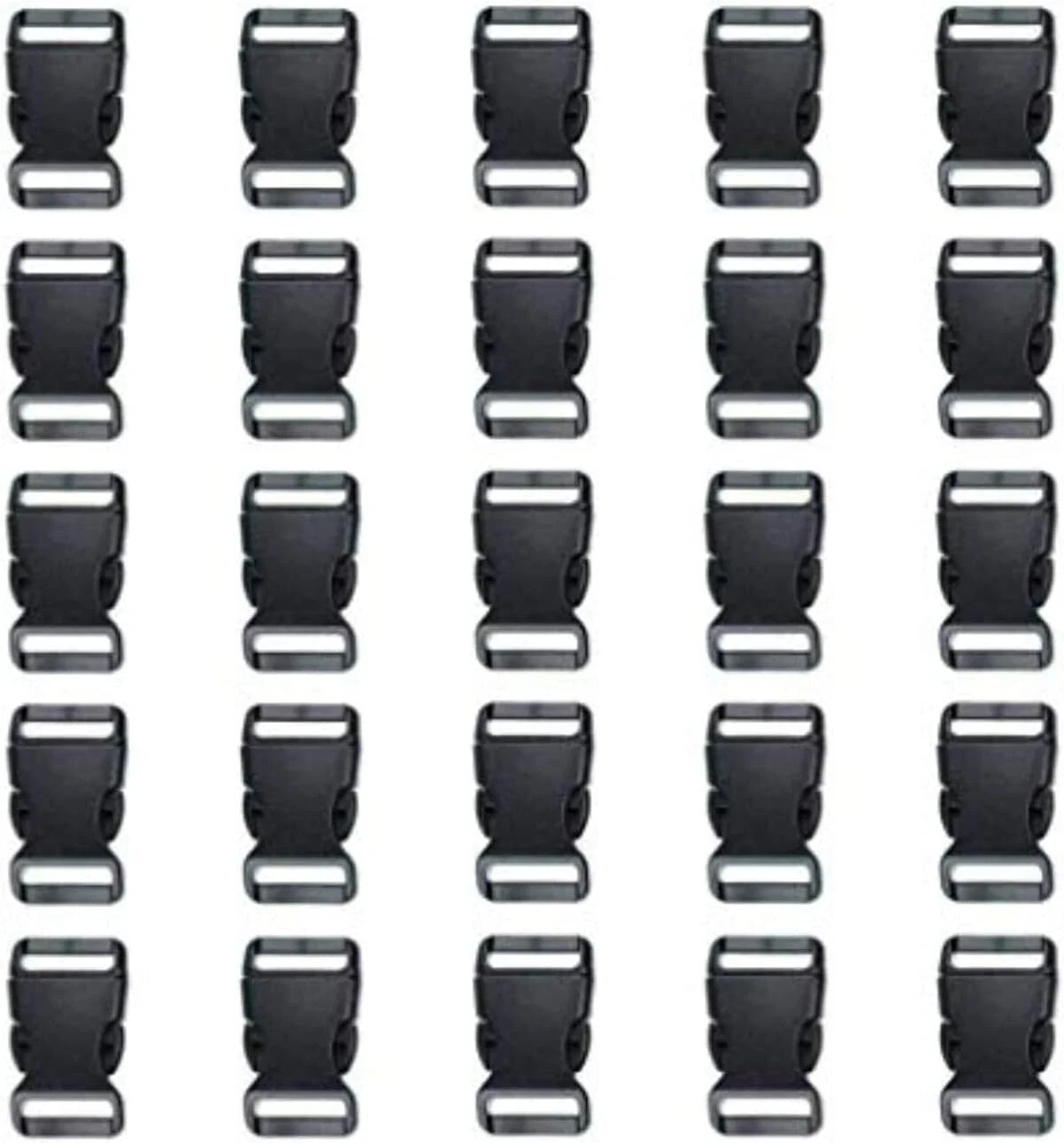 3/4 Inch, 25 Pack Black Plastic Side Release Buckle for Paracord Bracelets (3...