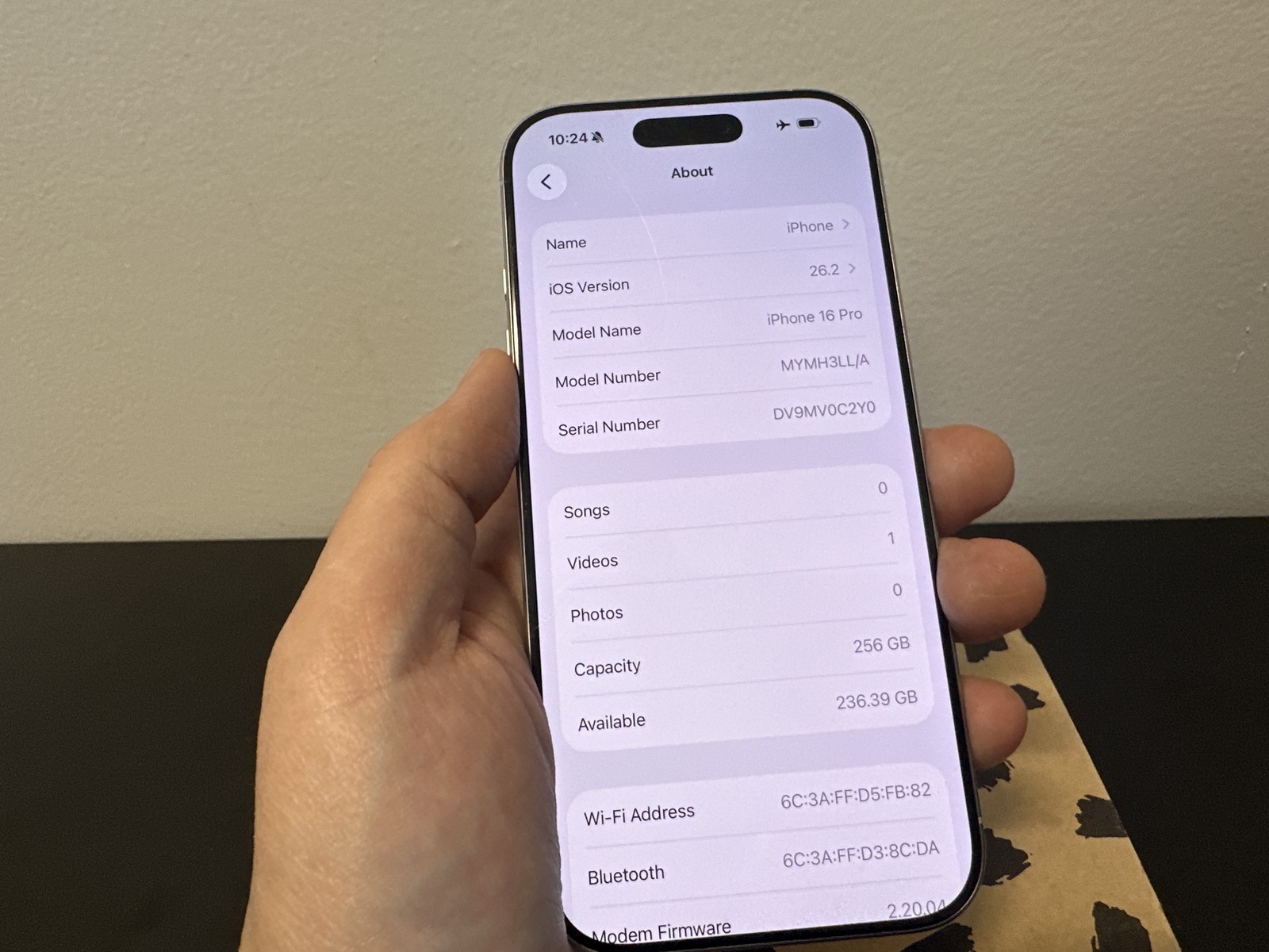 Apple iPhone 16 Pro 256GB White Unlocked Fair (98% Battery) Never Repaired 9314