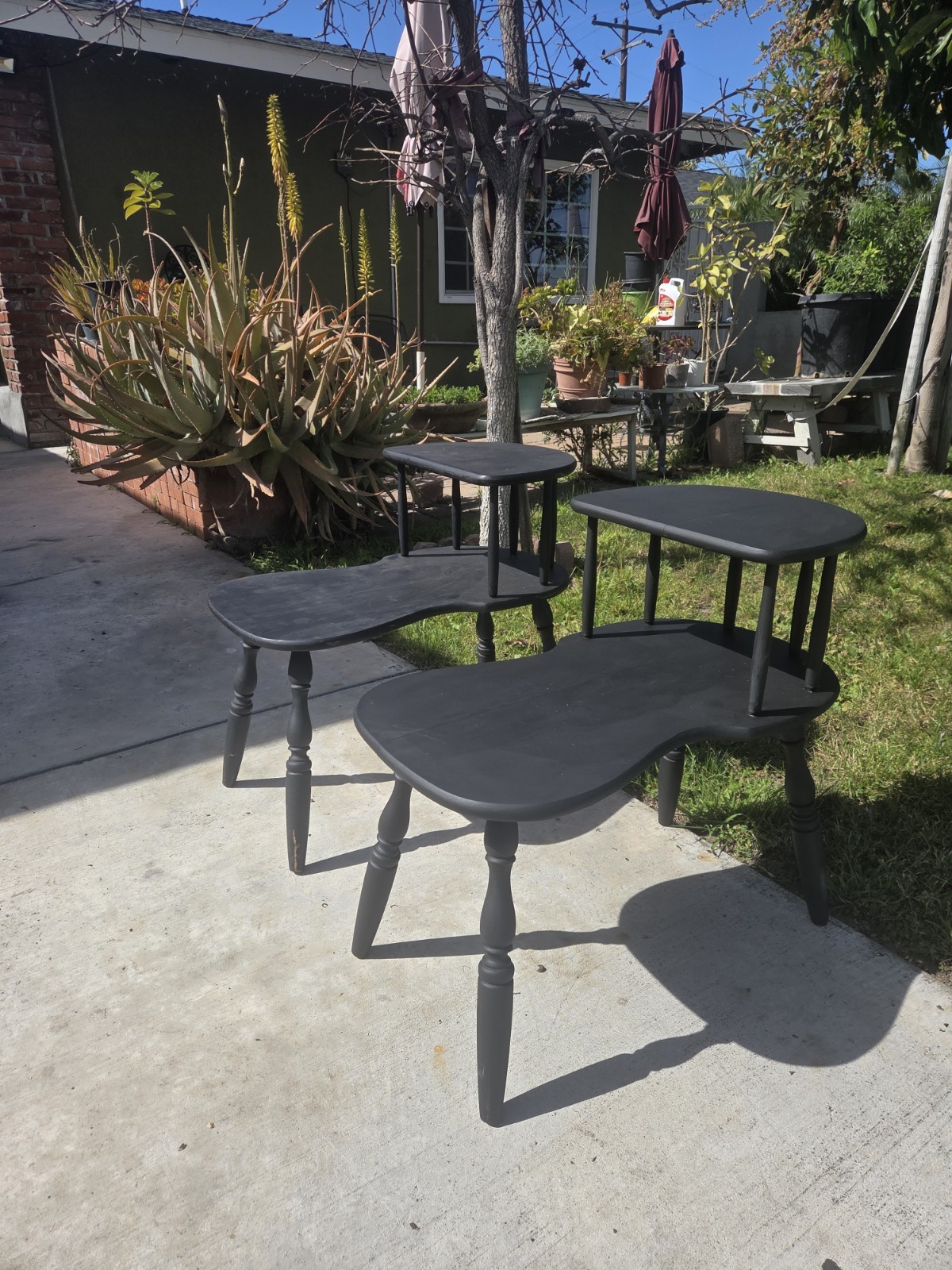Vintage Matte Black End Tables Refurbished
