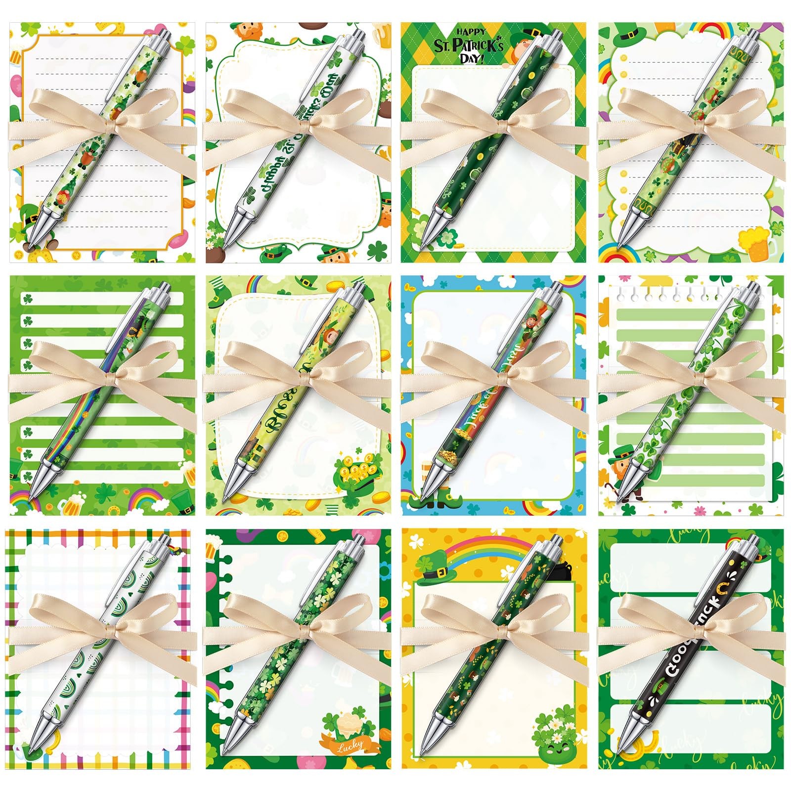 Spakon 36 Pcs St. Patrick's Day Sticky Notes with 3.94 x 5.12 inches, Green 