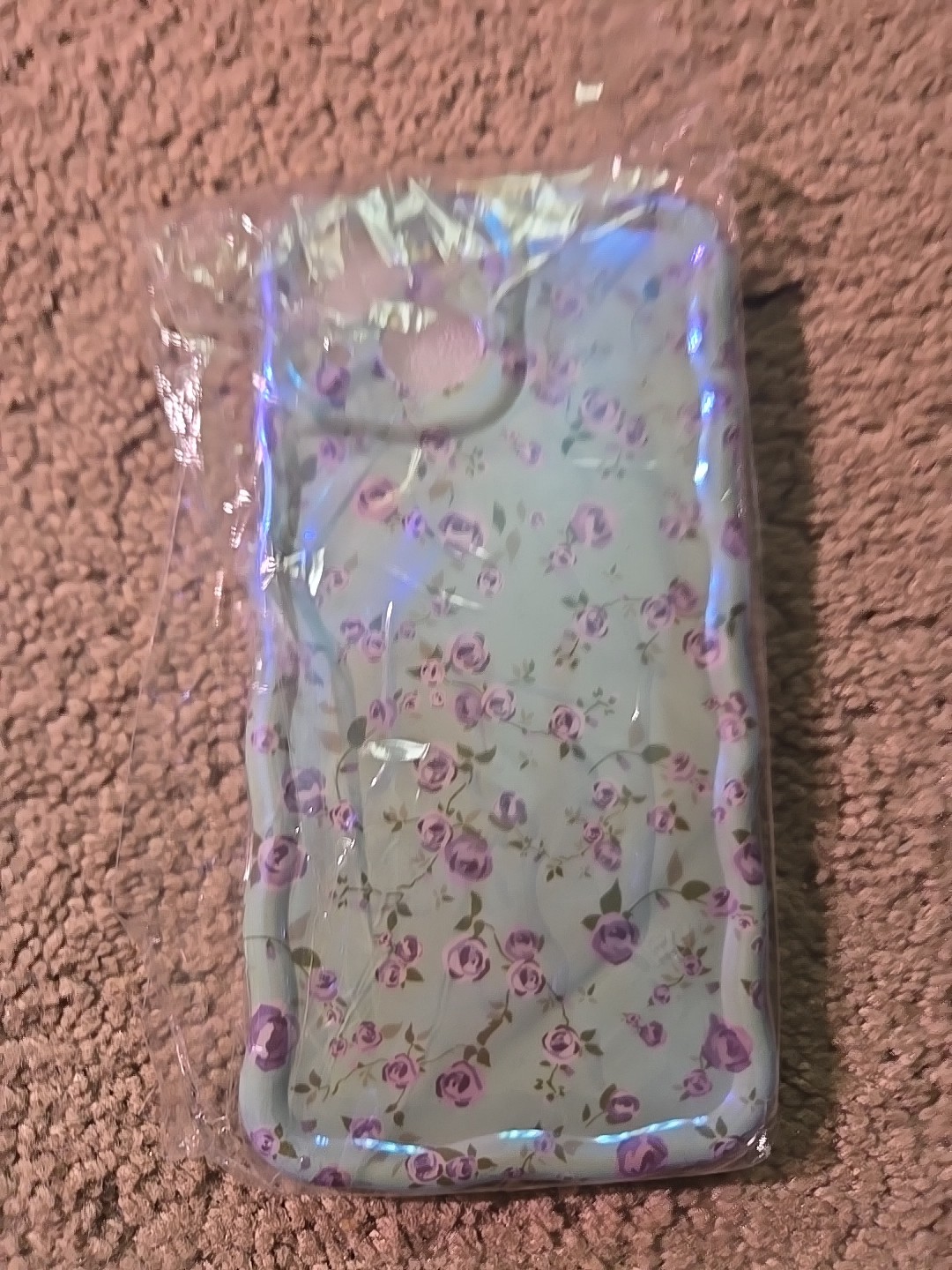 iPhone 14 Pro Phone Case Wave Shape Cover Cute Green With Flowers