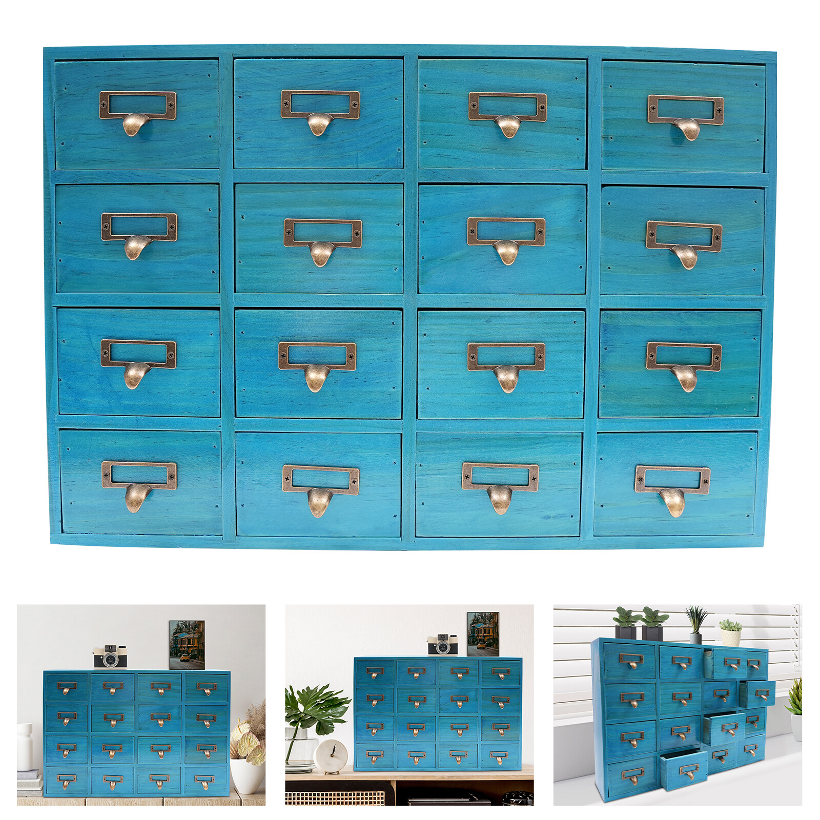 16 Drawers Apothecary Cabinet Library Card Catalog Cabinet Tabletop Vintage Apot