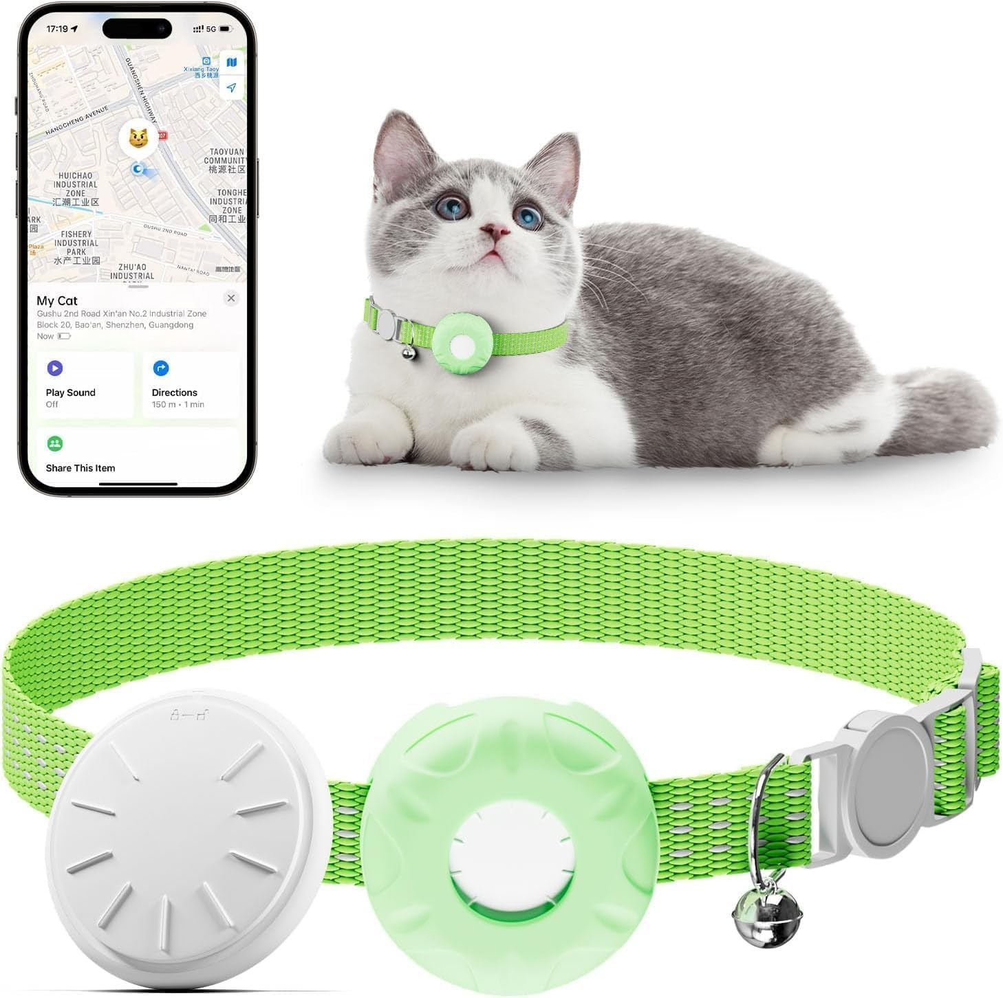 Cat Tracker,Pet Tracker for Cats Compatible with Apple Find My App(Only iOS),...