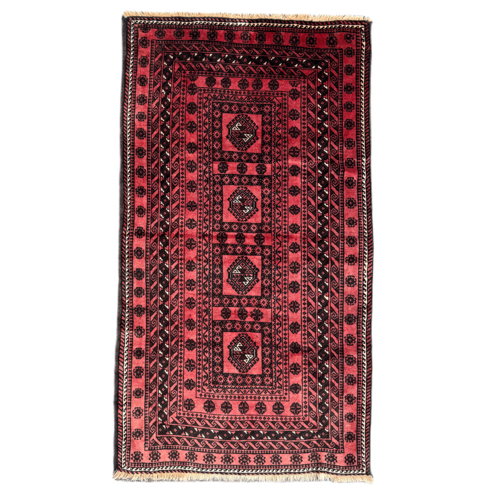 VINTAGE CLEANED BALUCHI RUG HANDMADE AFGHAN WOOL TRIBAL RED CARPET 5'11" x 3'3"