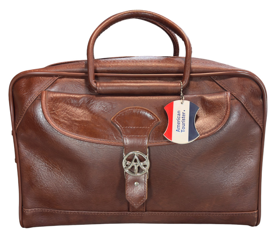 American Tourister Brown Carry-On Vintage Duffle Bag w/ Lock & Key