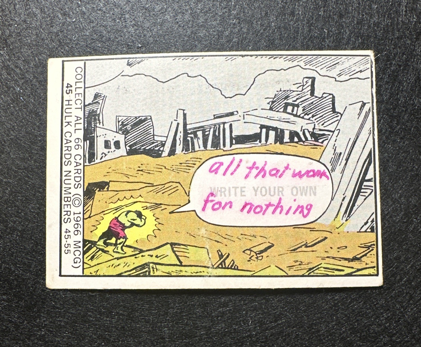 1966 Donruss Marvel Superheroes Hulk Rookie Card # 45