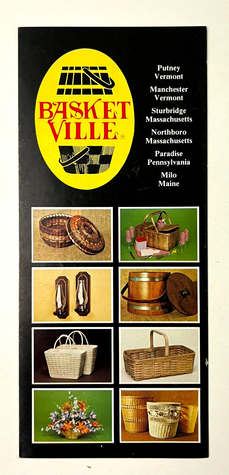 1980s Basketville New England Crafts ME VT MA PA Vintage Travel Brochure