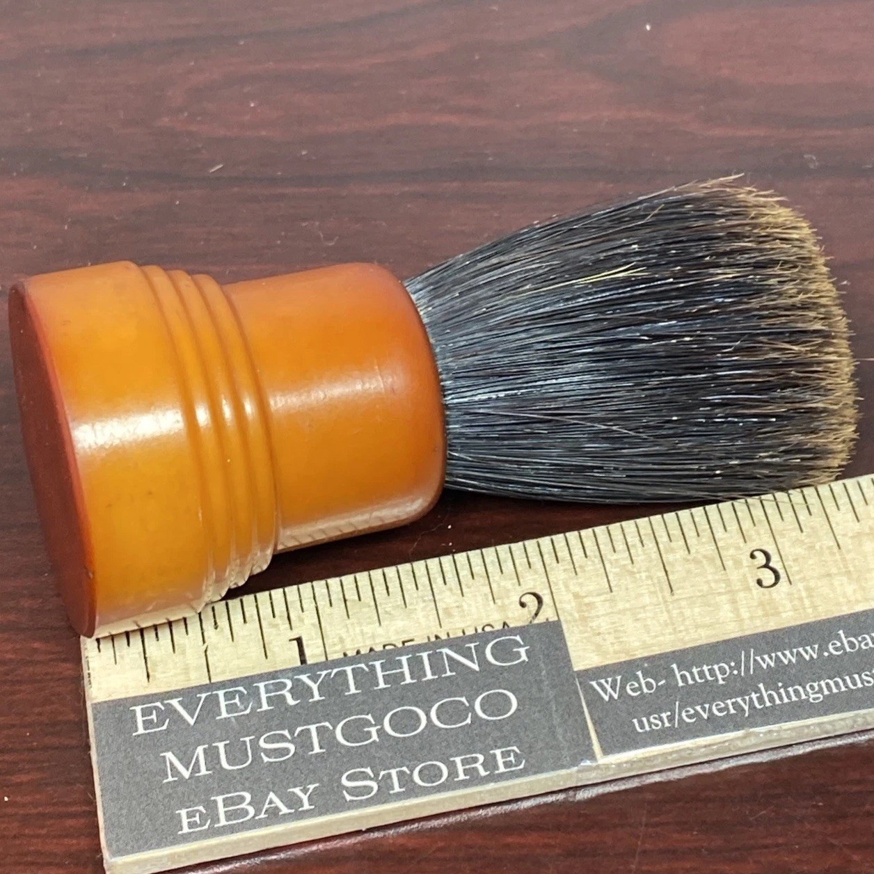 Fuller Shaving Brush Caramel Butterscotch Bakelite Art Deco Geometric Stepped