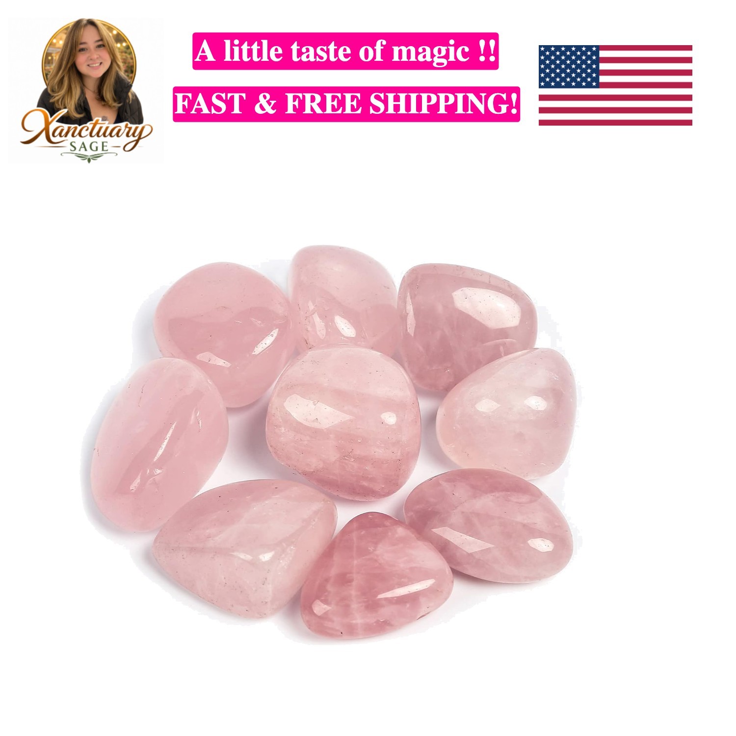 1/2 lb Tumbled Rose Quartz Stones for Wicca, Reiki, and Energy Crystal Healin...