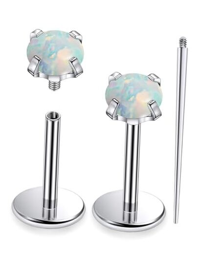  16g 18g 20g Nose Rings Studs Titanium 18g,bar length 8mm,opal size 2.5mm