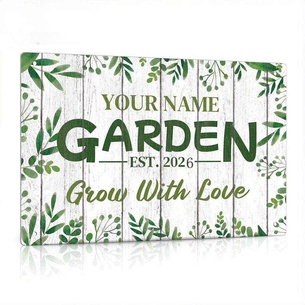 2D Flat Personalized Garden Sign, Custom Name/Year, 12x8 Inches Metal Wall Sign
