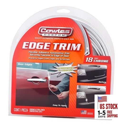  Custom - Enhanced 18ft U-Channel Edge Guard Trim, 18feet Rubber 18 ft Chrome