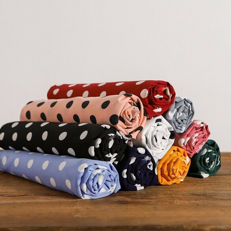 Spots Polka Dots Fabric Chiffon Material DIY for Dress Blouse 100*150cm Costume