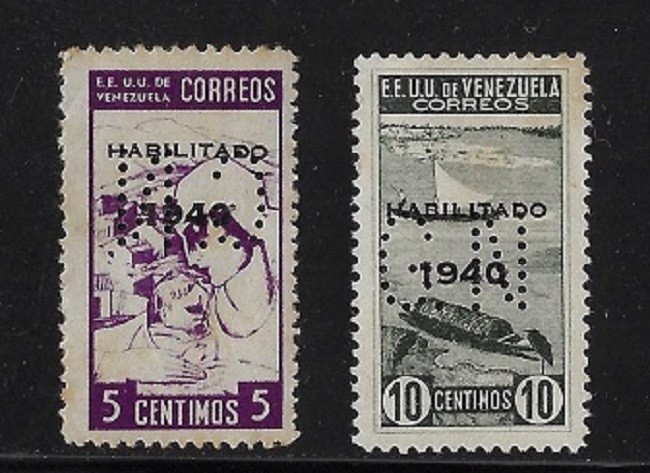 Venezuela: 1940; Scott 376-377, overprint official GN, perforated, MH, EBV1923
