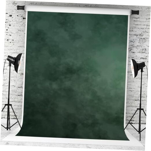  Dark Green Portrait Backdrop Abstract Muslin Background for Photography 5×7ft