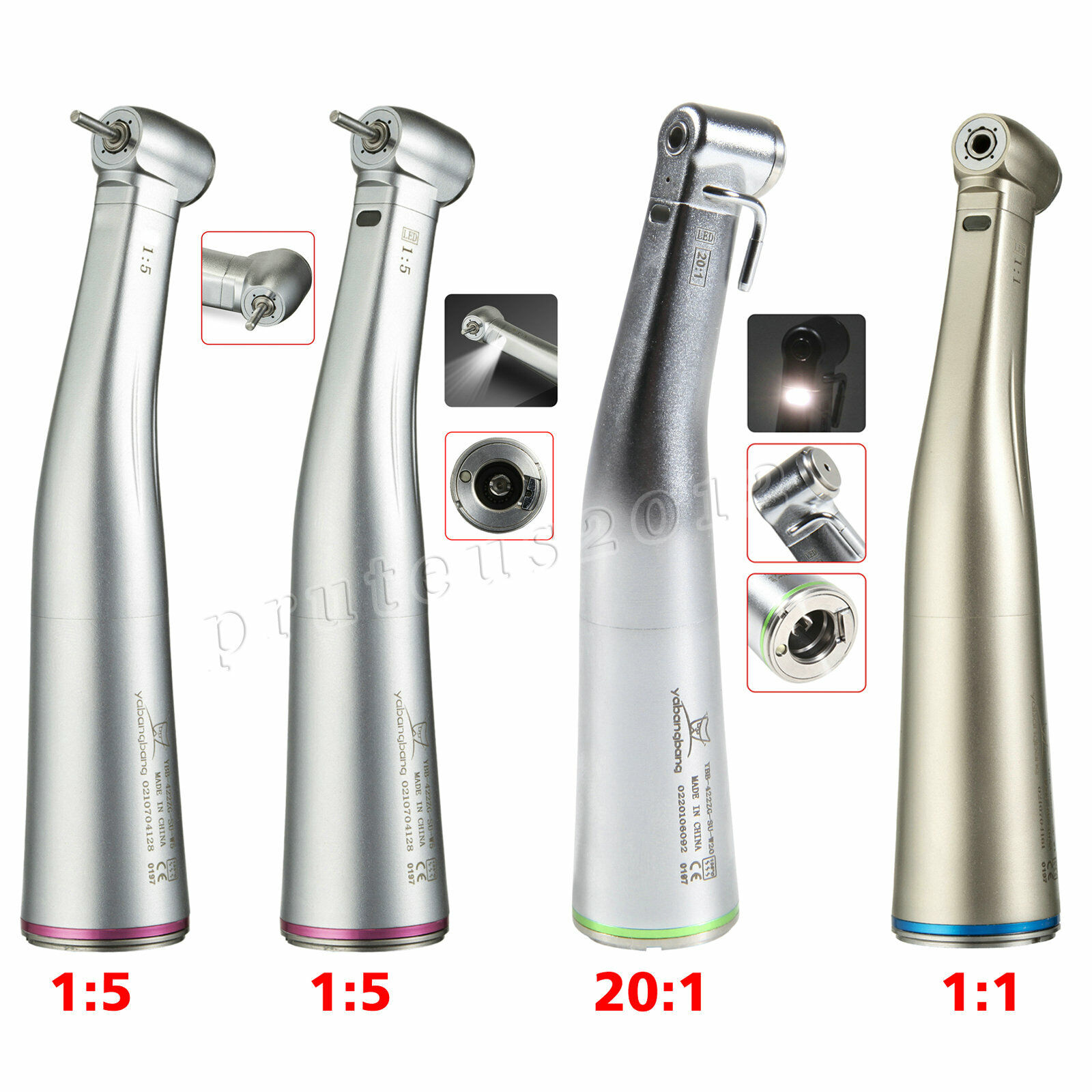 Dental 1:1 20:1 1:5 LED Fiber Optic Contra Angle Handpiece BAN