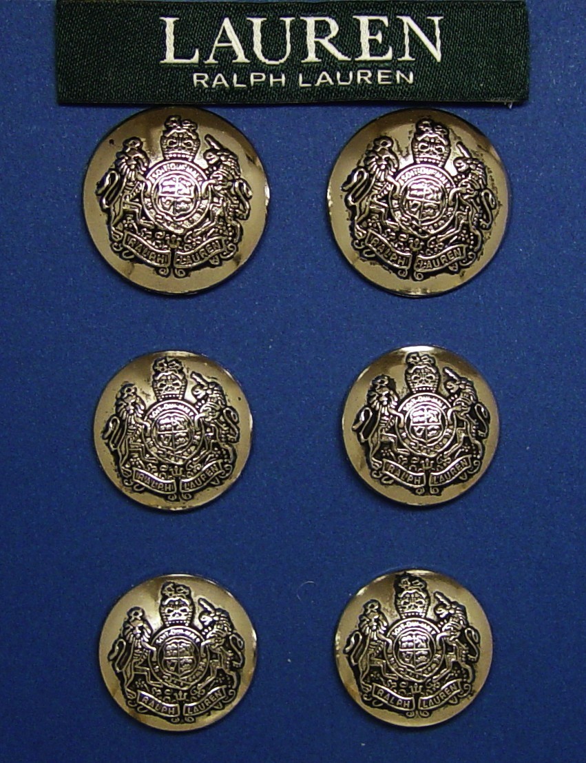 LAUREN RALPH LAUREN Replacement buttons 6 Silve Tone solid metal Good Used Cond.