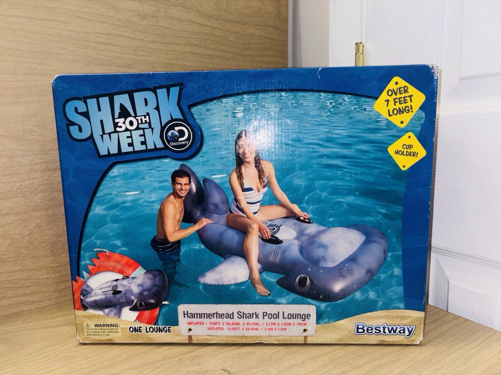 Bestway Discovery Shark 30th Week Tiger Shark Pool Lounge Float 7’ Long